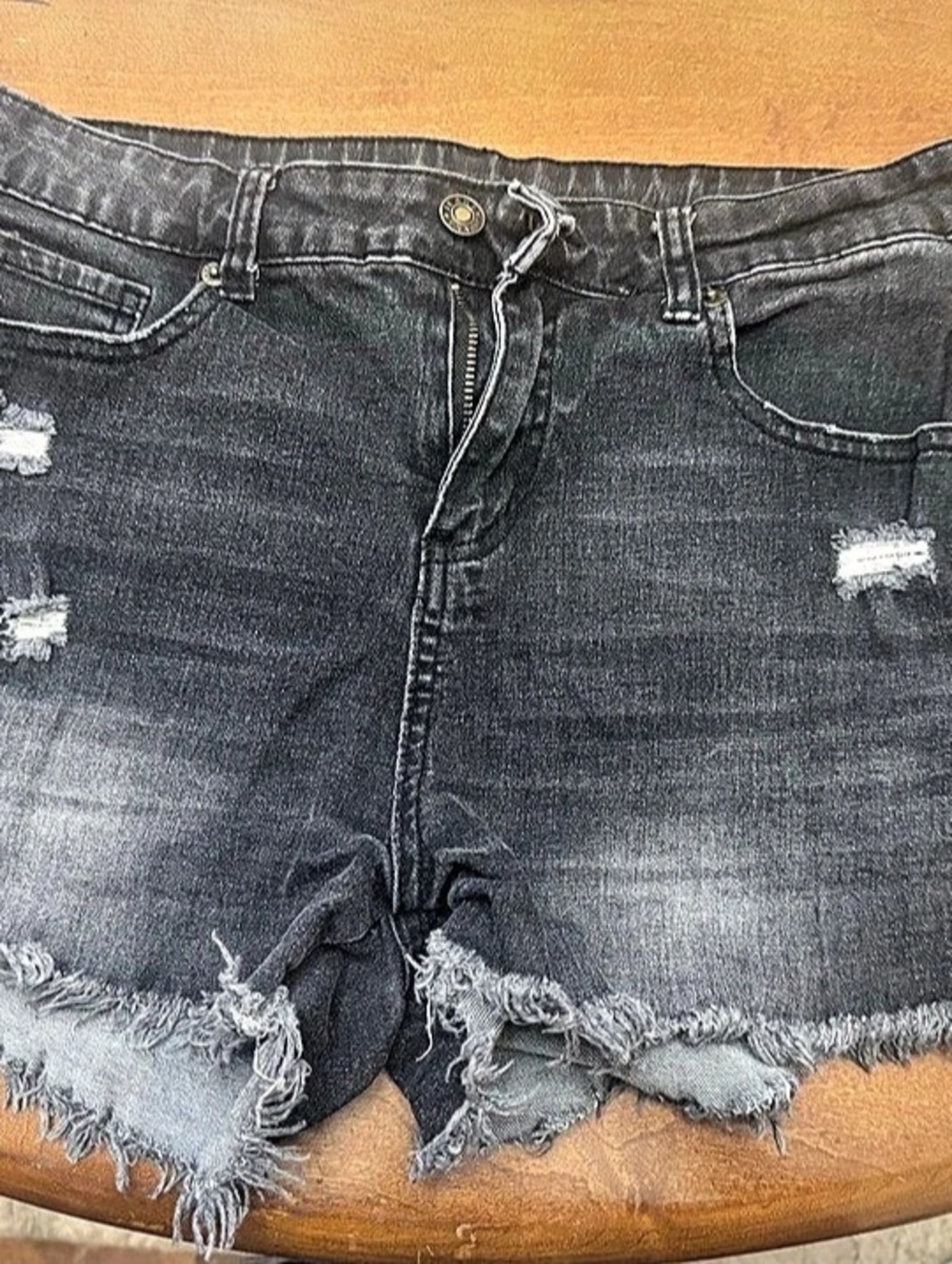 Distressed Black Jean Shorts